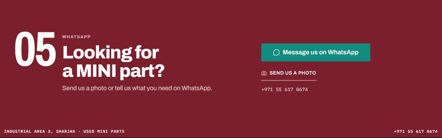 Wadi Al Zahiah website, WhatsApp enquiry section